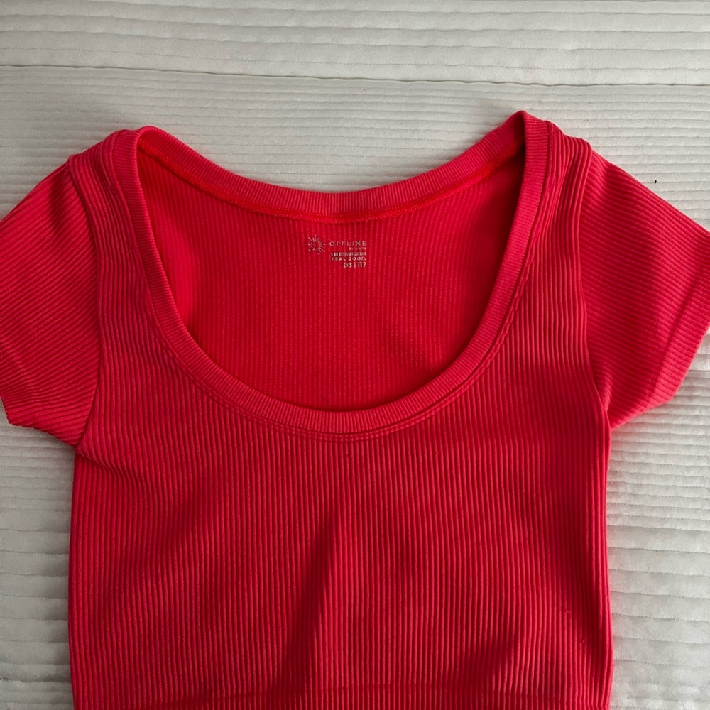 Coral ribbed Aerie top